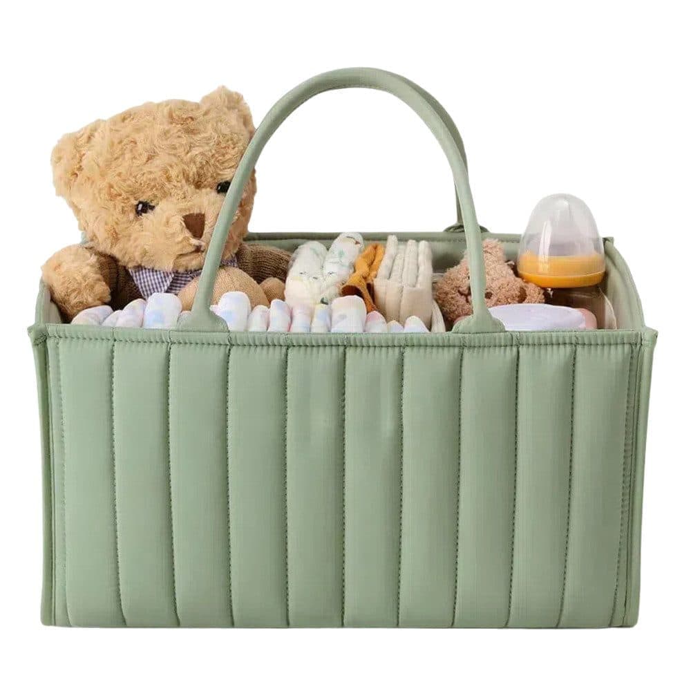 Breathable Water Resistant Baby Diaper Storage Basket Large Capacity Multifunctional for Home and Travel, Green - Image 1