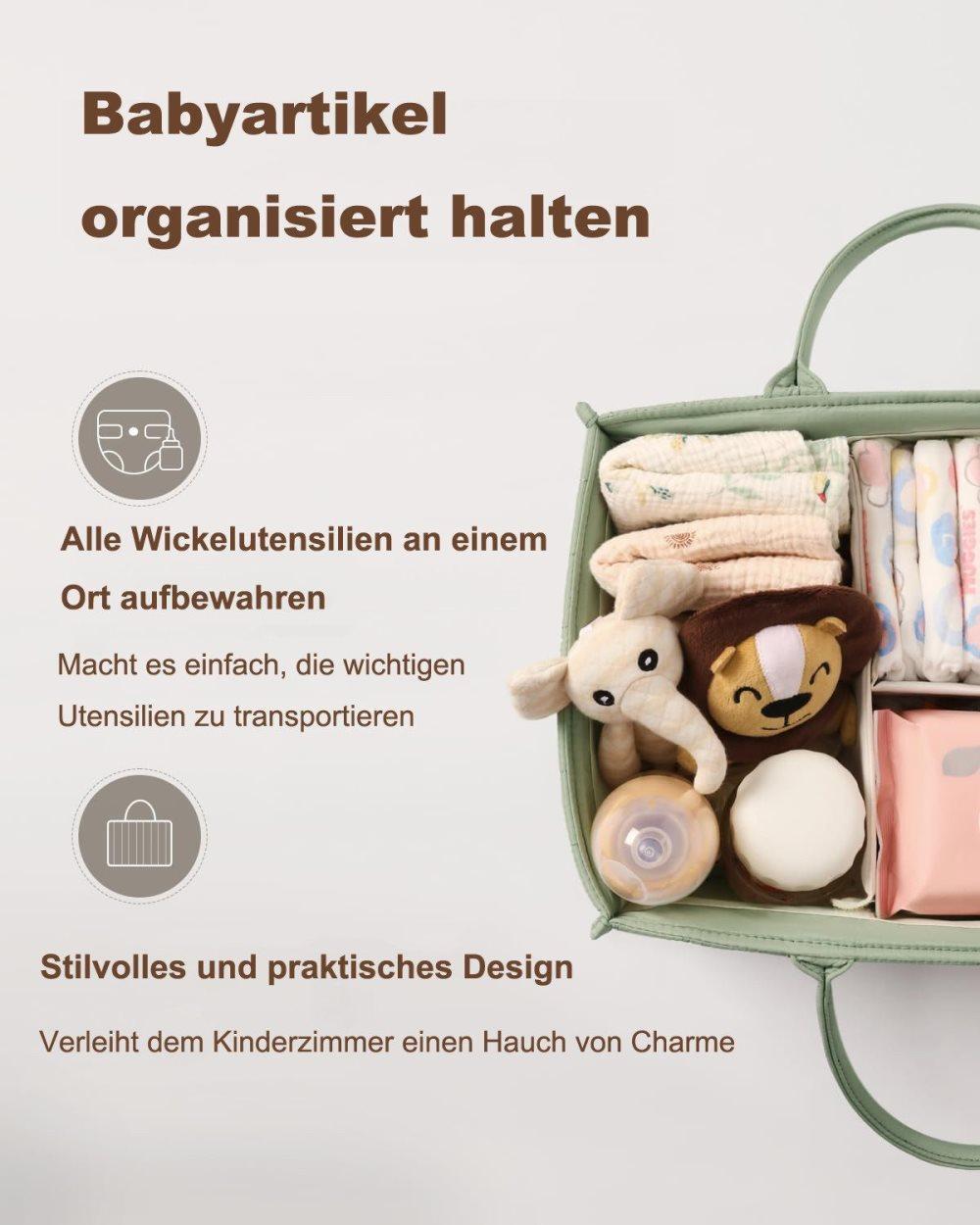 Breathable Water Resistant Baby Diaper Storage Basket Large Capacity Multifunctional for Home and Travel, Green - Image 3