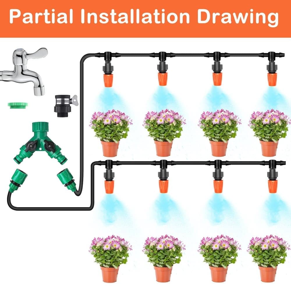 50m Automatic Drip Irrigation System for Garden Greenhouse, Lawn, Terrace, Compatible with Most Brands - Image 7