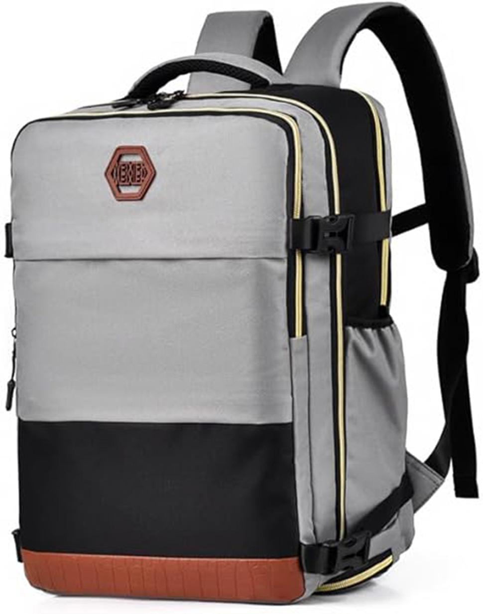 28L Multifunctional Backpack with Shoe Compartment for School Travel Work, Gray, 28x19x42 cm - Image 1