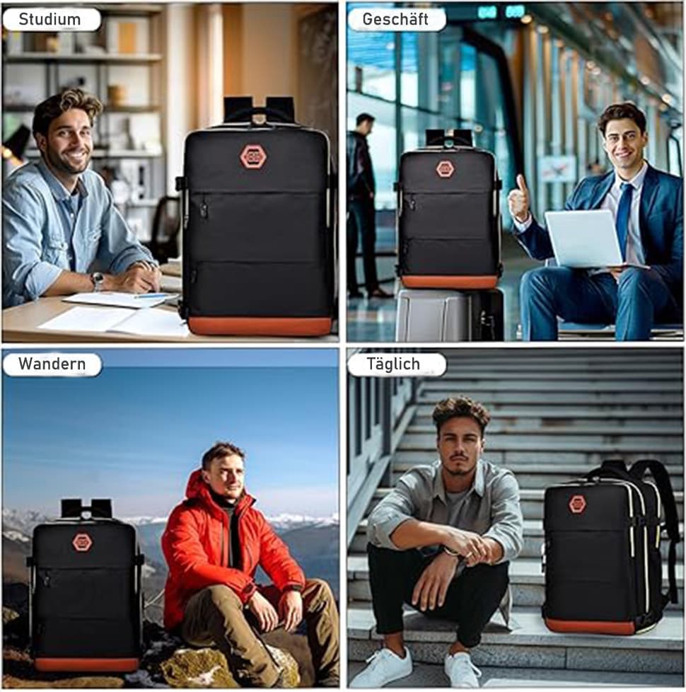 28L Multifunctional Backpack with Shoe Compartment for School Travel Work, Gray, 28x19x42 cm - Image 3