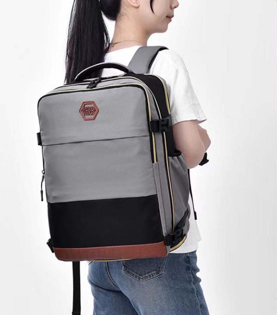 28L Multifunctional Backpack with Shoe Compartment for School Travel Work, Gray, 28x19x42 cm - Image 7