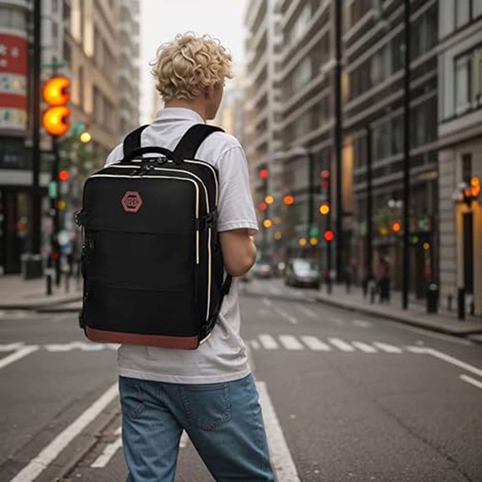 28L Multifunctional Backpack with Shoe Compartment for School Travel Work, 28x19x42cm, Blue - Image 5