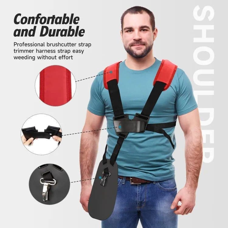 Adjustable Nylon Trimmer Strap, Compatible with Grass Trimmer and Leaf Blower, Dark Red - Image 2