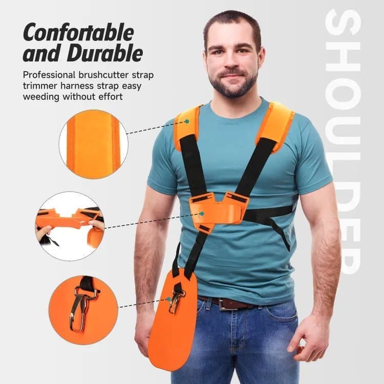 Adjustable Nylon Trimmer Strap for Grass Trimmer and Leaf Blower, Orange - Image 2