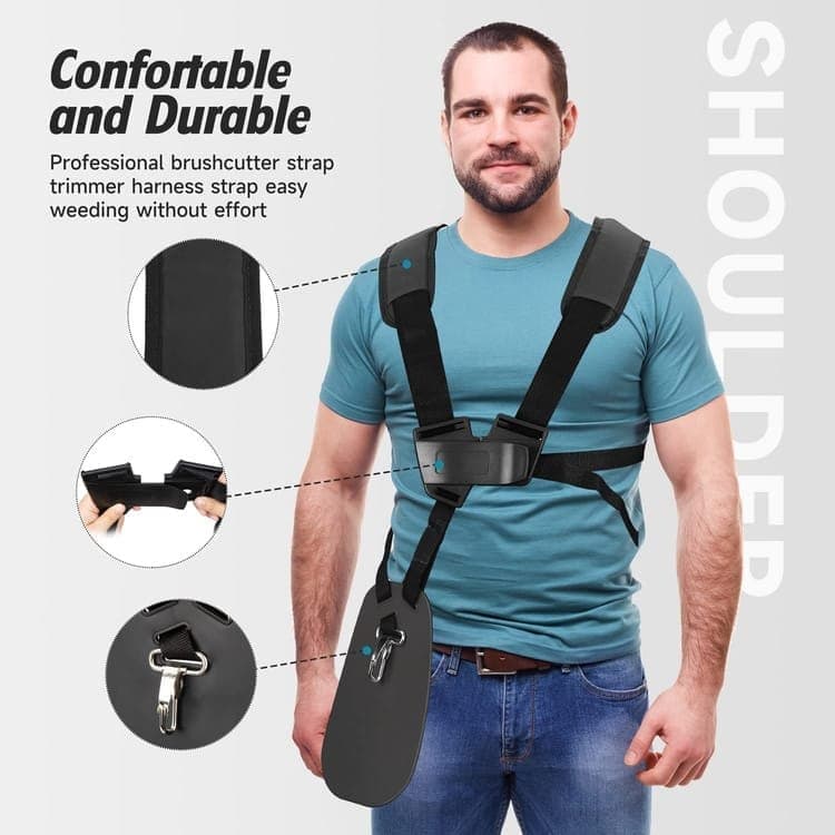 Adjustable Nylon Trimmer Strap, Compatible with Grass Trimmer and Leaf Blower, Black - Image 2