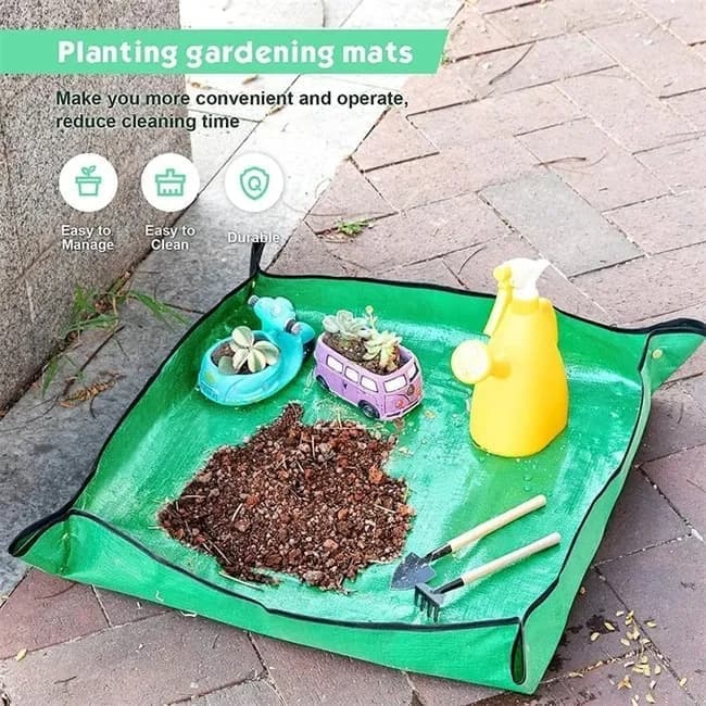 2-Pack Foldable Waterproof Garden Planting Mats, 68x68cm, Portable for Transplanting Succulents Indoors - Image 3