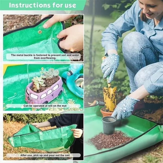 2-Pack Foldable Waterproof Garden Planting Mats, 68x68cm, Portable for Transplanting Succulents Indoors - Image 5