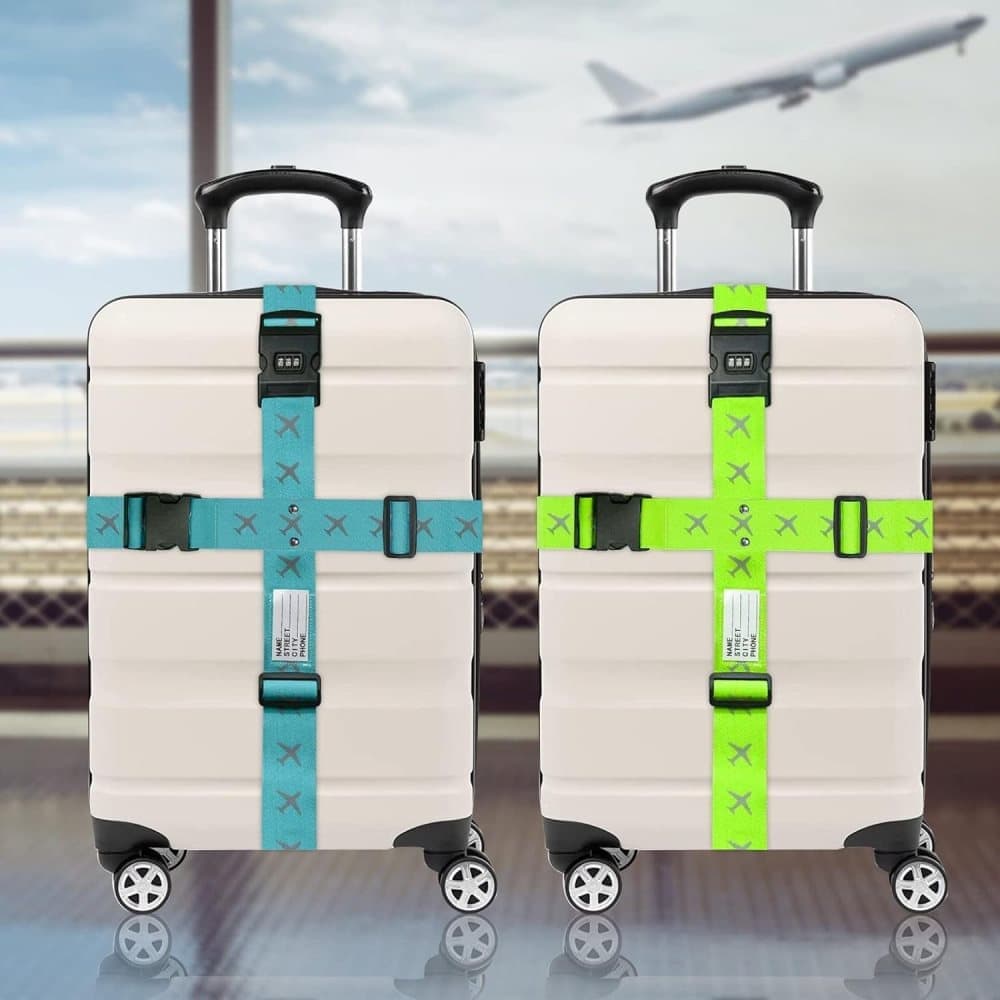 2-Pack Reflective Luggage Strap with Combination Lock for Suitcase, Dark Blue, Fits Most Sizes - Image 4