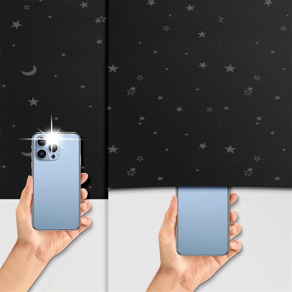 Blackout Curtain DIY Portable No-Drill UV Protection with Star and Moon Print, 145×400cm - Image 5