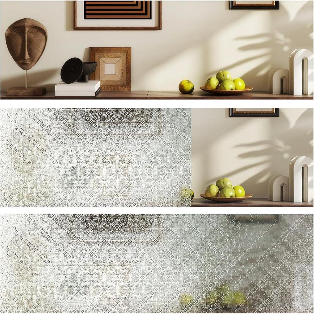 50cmx5m 3D Window Film Self-Adhesive, Privacy UV Heat Protection Reusable Decorative for Bathroom Home Glass - Image 4