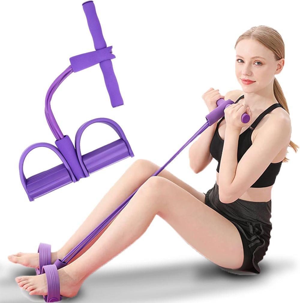 Purple Abdominal Trainer Exercise Band for Sit-Up Training, Multifunctional Tension Rope Fitness Pedal Slap Pull Band - Image 1
