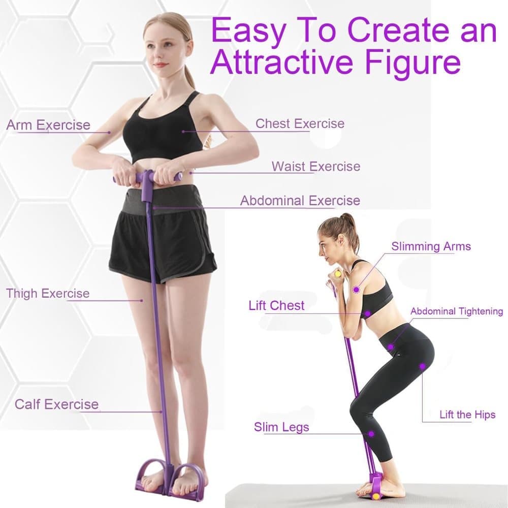 Purple Abdominal Trainer Exercise Band for Sit-Up Training, Multifunctional Tension Rope Fitness Pedal Slap Pull Band - Image 2