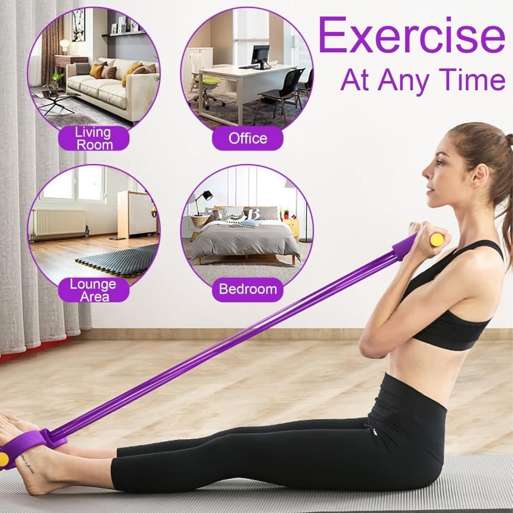 Purple Abdominal Trainer Exercise Band for Sit-Up Training, Multifunctional Tension Rope Fitness Pedal Slap Pull Band - Image 3
