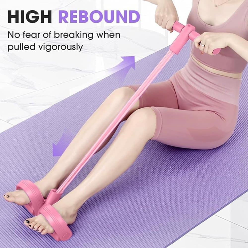 Pink abdominal trainer with multifunctional tension rope and fitness pedal, compatible with home workout, slap pull band - Image 3