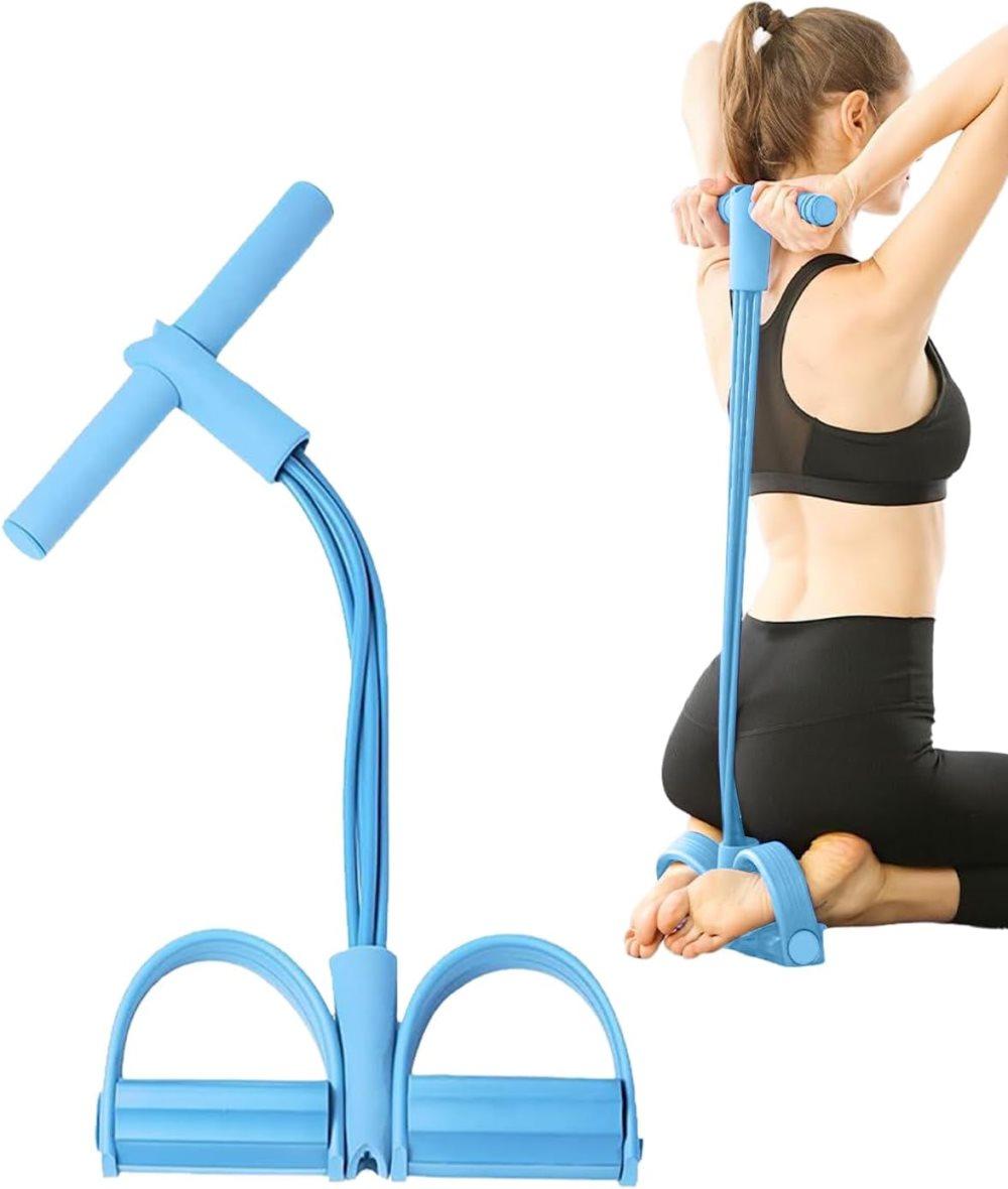 Abdominal trainer exercise band for sit-up training, multifunctional tension rope fitness pedal training slap pull band, Blue - Image 1