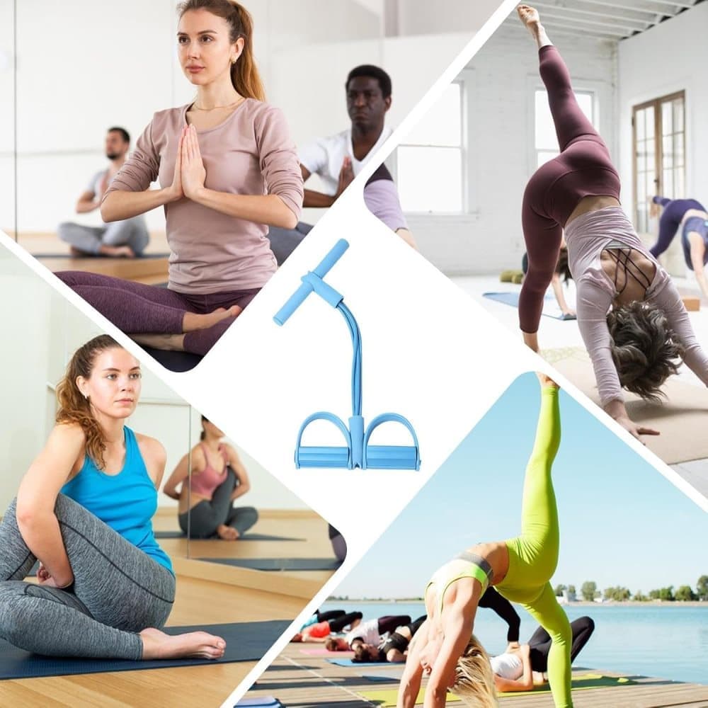 Abdominal trainer exercise band for sit-up training, multifunctional tension rope fitness pedal training slap pull band, Blue - Image 5