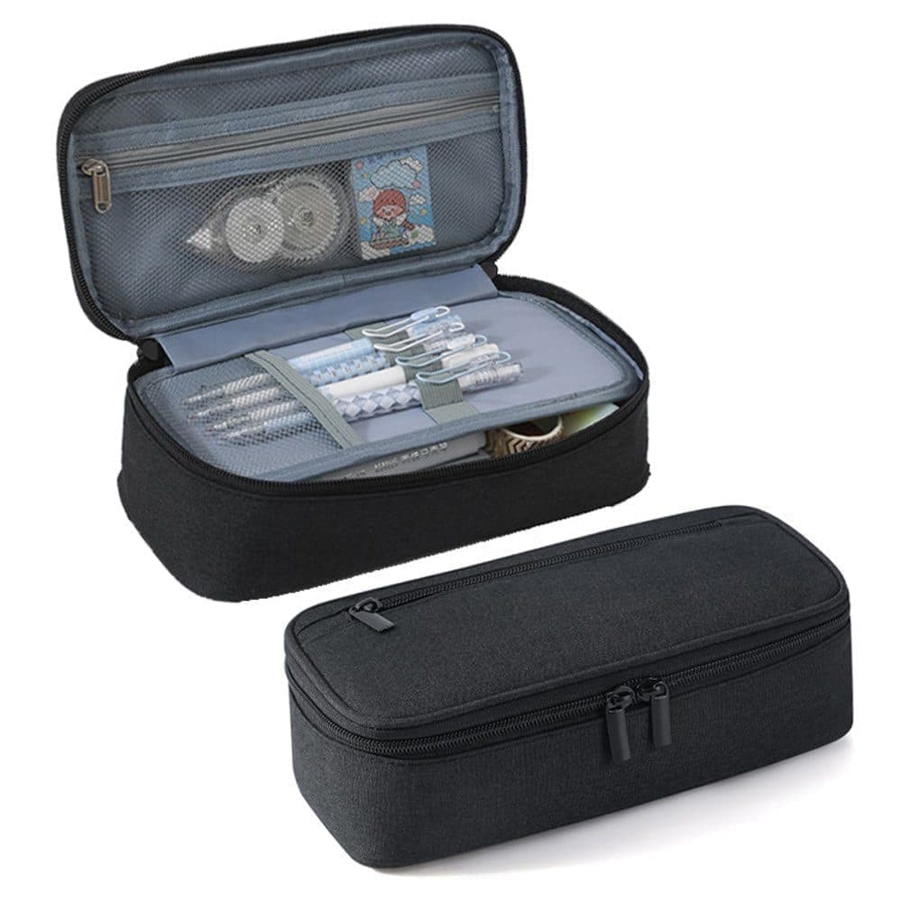 1 Pack Large Capacity Pencil Case, Multifunctional Lightweight Durable Organizer for Students and Office, Black - Image 1
