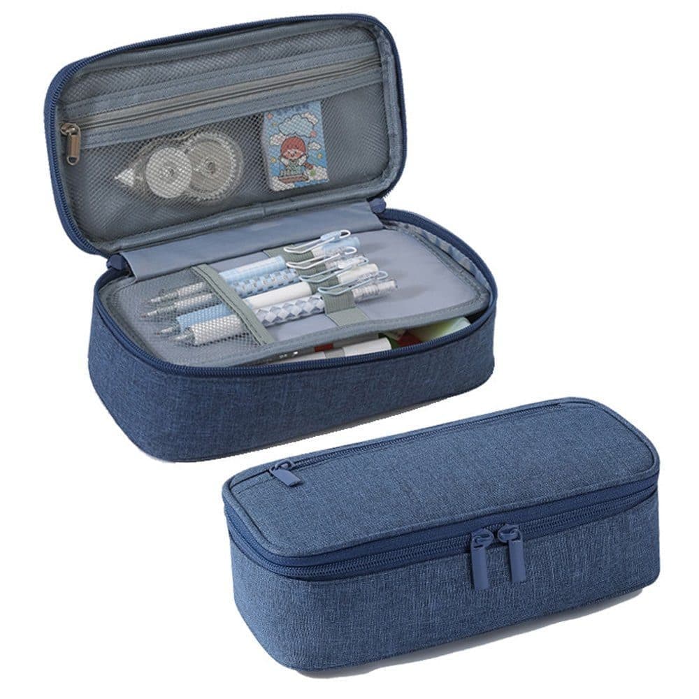 Large Capacity Pencil Case Light Blue, Multifunctional Lightweight Durable Organizer for Students and Office - Image 1