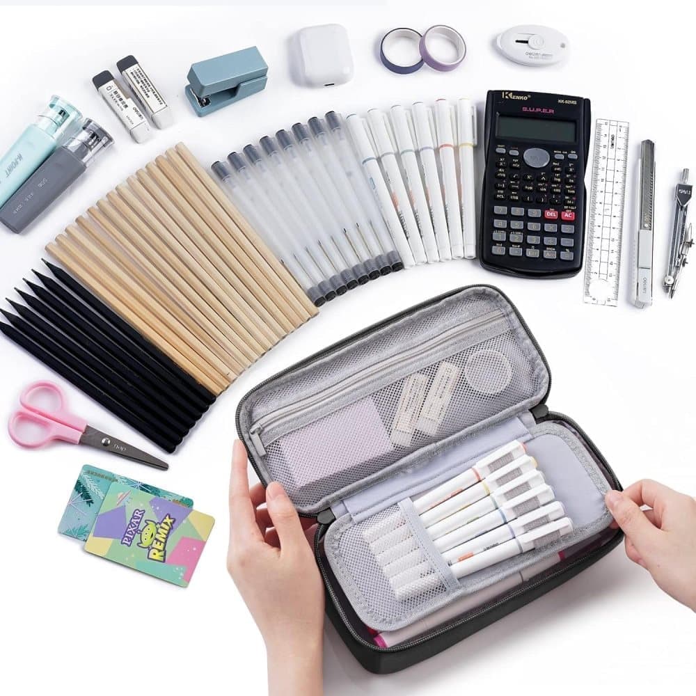 Large Capacity Pencil Case Light Blue, Multifunctional Lightweight Durable Organizer for Students and Office - Image 5
