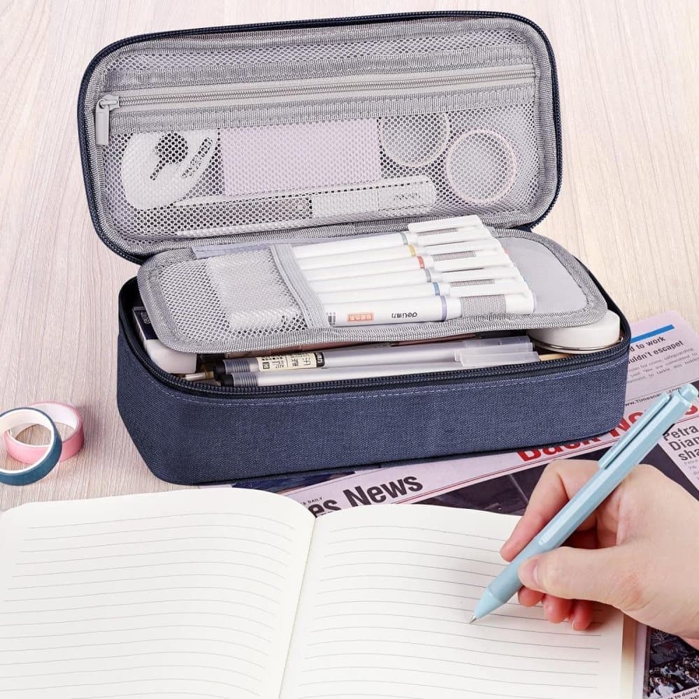 Large Capacity Pencil Case Light Blue, Multifunctional Lightweight Durable Organizer for Students and Office - Image 6