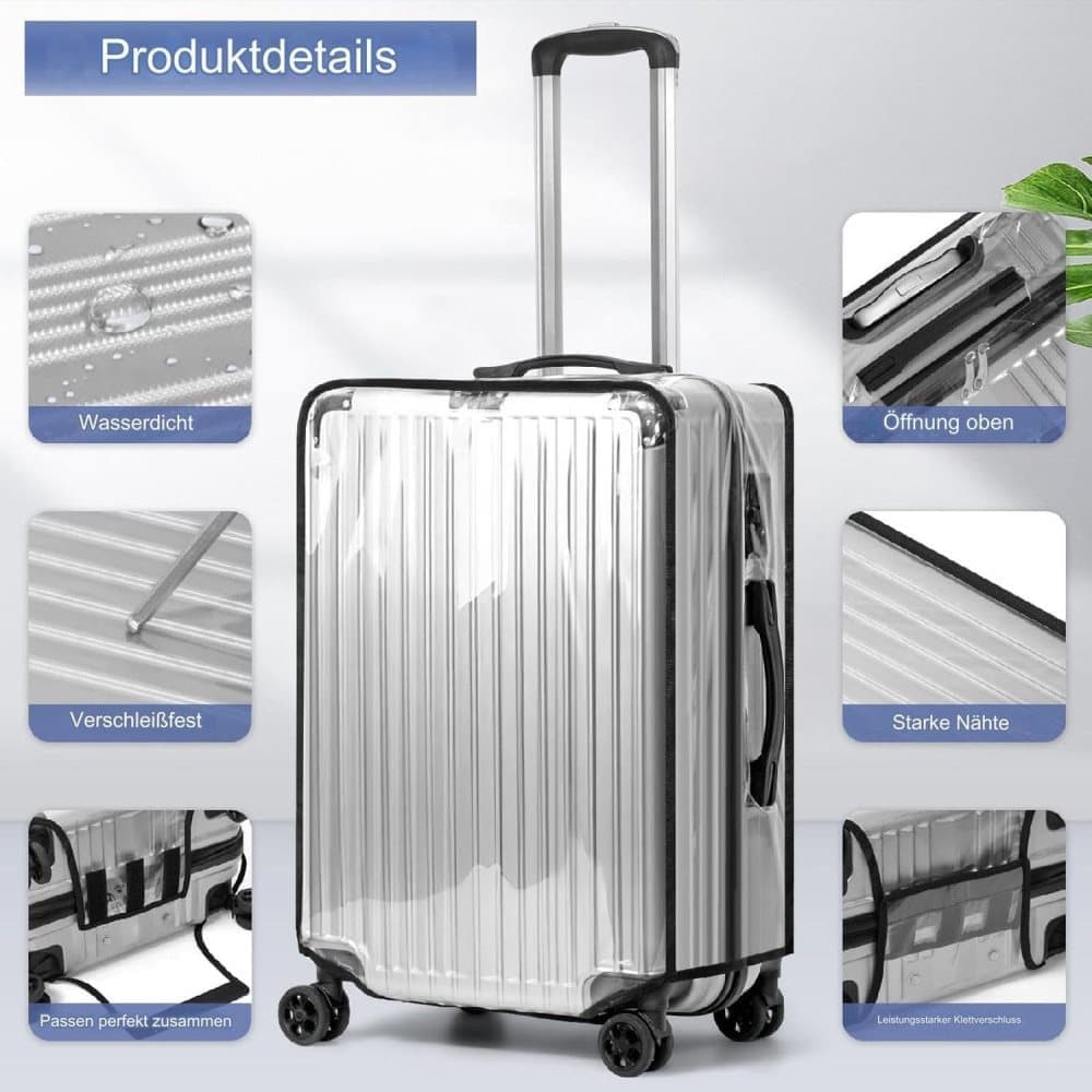 Transparent Protective Case for Suitcase, Waterproof Dustproof Durable Extra Thick, Compatible with Cabin Bags and Suitcases, 22 inch - Image 7