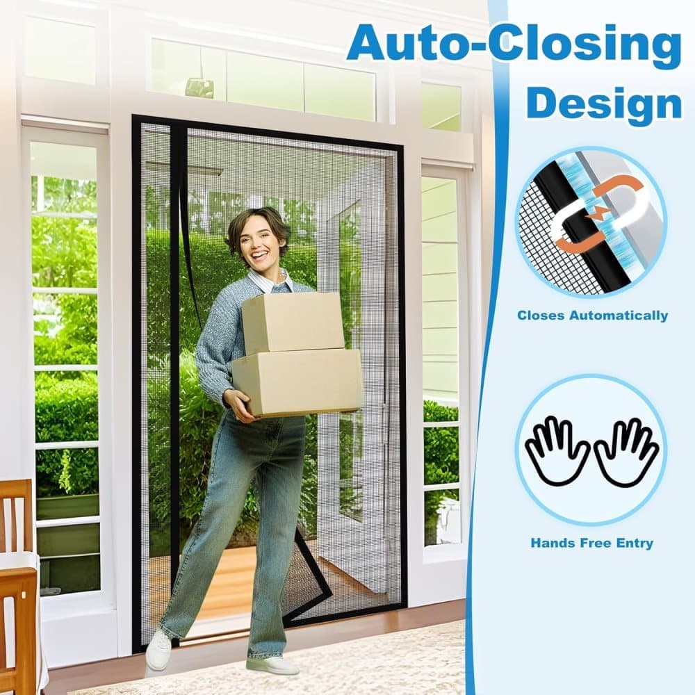 Self-Adhesive Magnetic Mosquito Net Door Curtain, Black, 85x220cm, Fly and Cat Proof, Durable, Removable, Side Opening - Image 4
