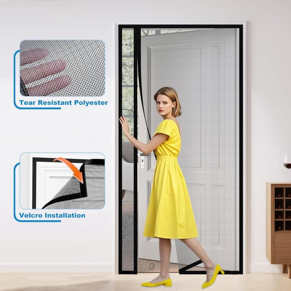 80 x 210 cm Magnetic Mosquito Net Door Self-Adhesive Side Opening Curtain Removable Durable Insect Fly and Cat Proof, Black - Image 7