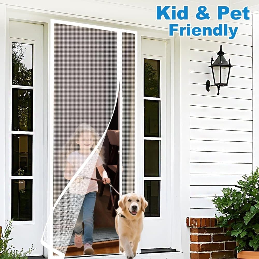 80 x 210 cm Magnetic Mosquito Net Door Self-Adhesive Side Opening Curtain Removable Durable Insect Fly and Cat Proof, White - Image 5