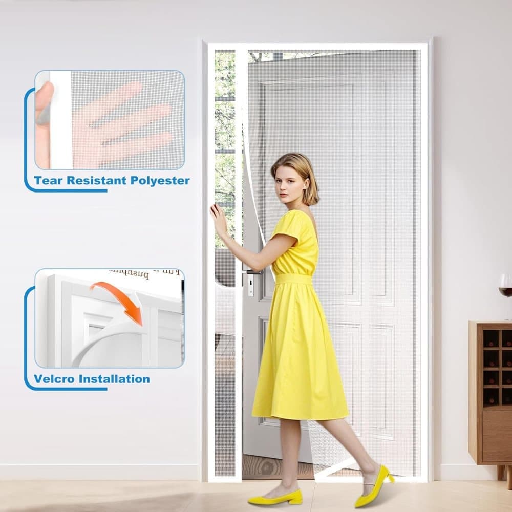 80 x 210 cm Magnetic Mosquito Net Door Self-Adhesive Side Opening Curtain Removable Durable Insect Fly and Cat Proof, White - Image 7