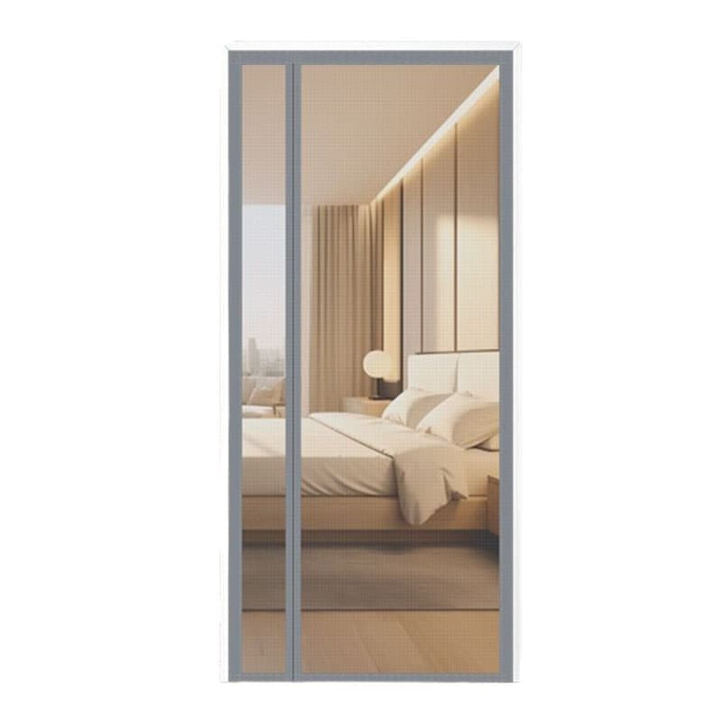 1 Pack Magnetic Mosquito Net Door, Self-Adhesive Side Opening Curtain Removable Durable Insect Fly and Cat Proof, 110x220cm, Gray - Image 1