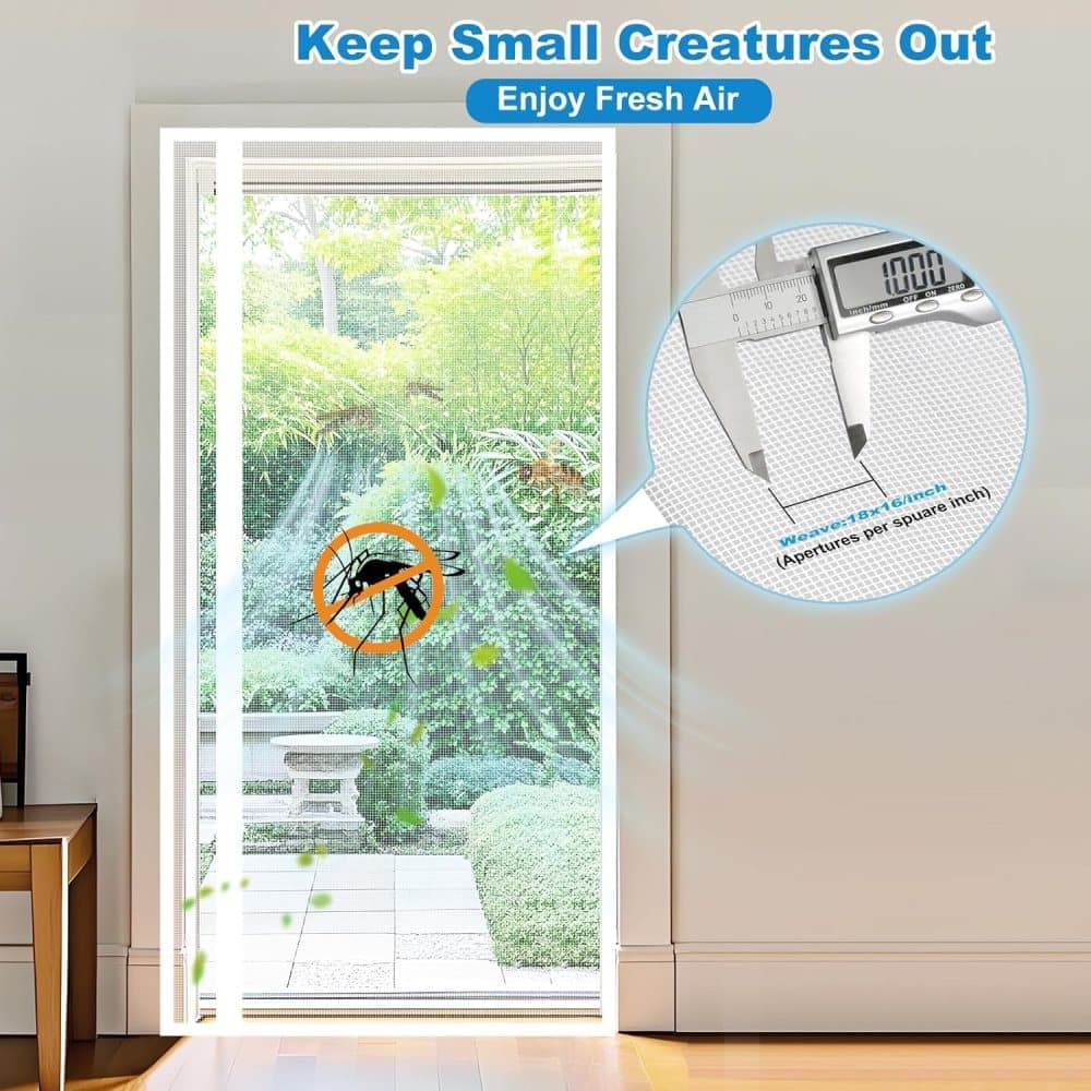 80 x 210 cm Magnetic Mosquito Net Door Self-Adhesive Side Opening Curtain Removable Durable Insect Fly and Cat Proof, 110x220 cm, White - Image 3
