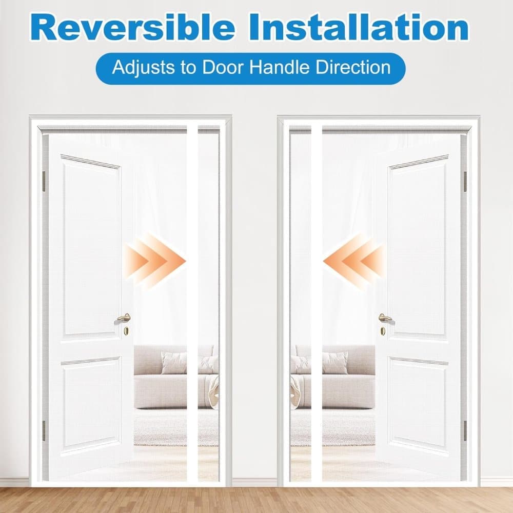 80 x 210 cm Magnetic Mosquito Net Door Self-Adhesive Side Opening Curtain Removable Durable Insect Fly and Cat Proof, 110x220 cm, White - Image 6