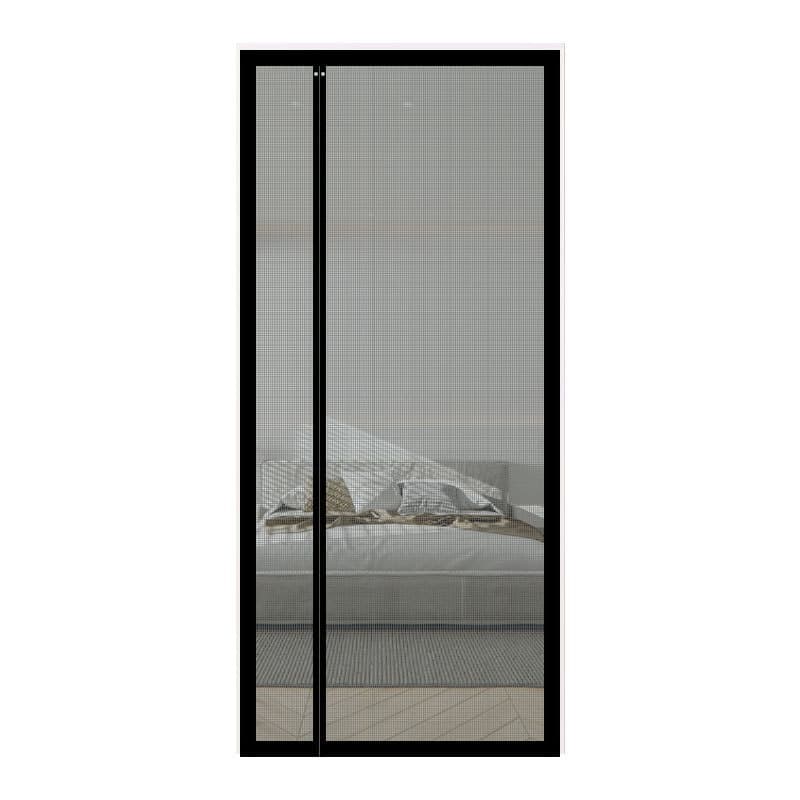 1pc Magnetic Mosquito Net Door Self-Adhesive Side Opening Curtain, Black, 110x220cm - Image 1