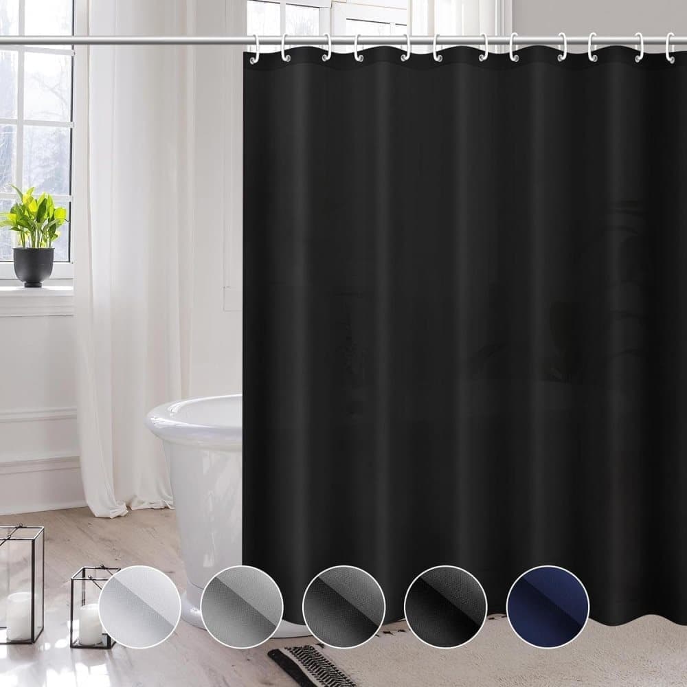 1 Reinforced PEVA Shower Curtain Waterproof Mildew Resistant Quick-Drying, 180x180cm, Black - Image 2