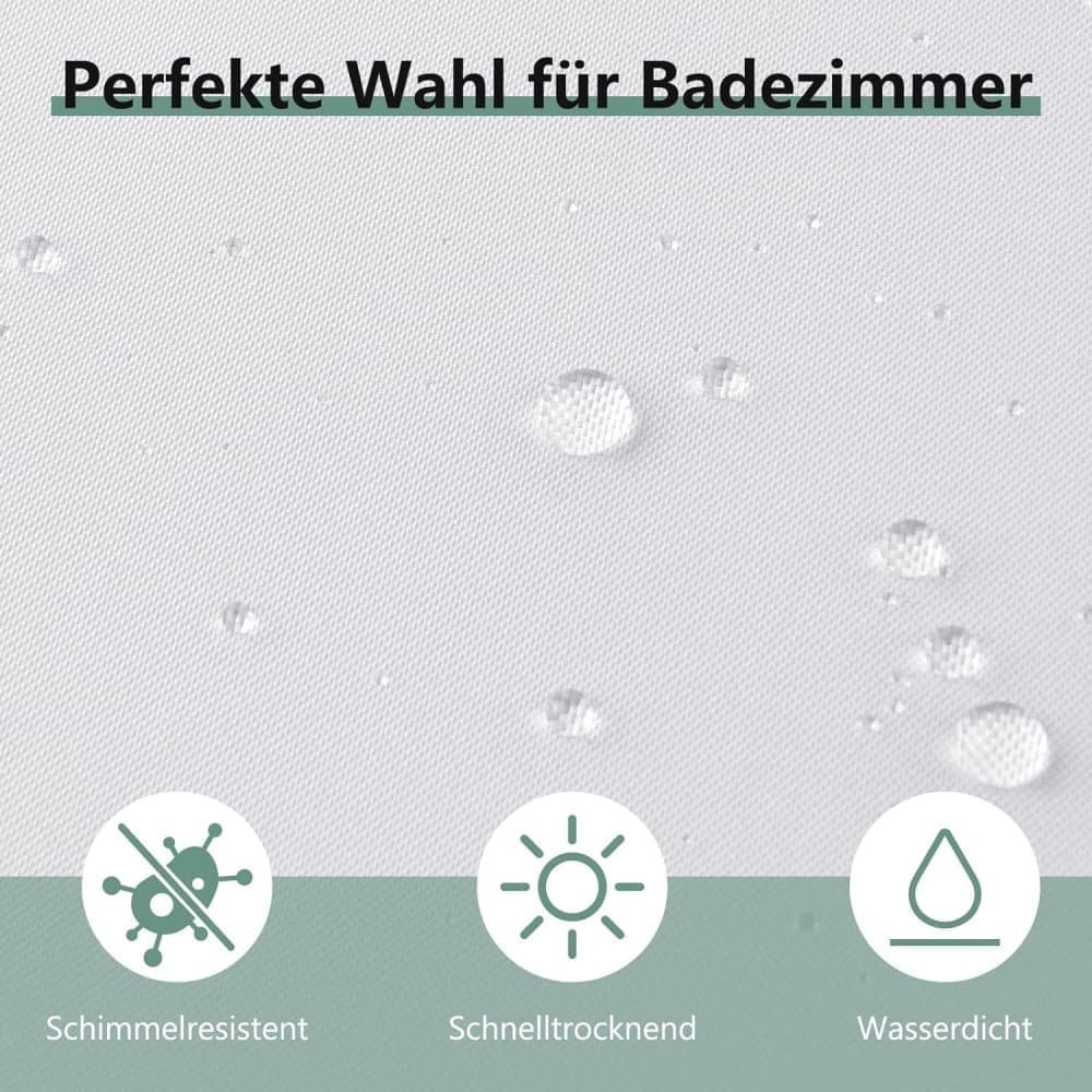 Waterproof mildew resistant PEVA shower curtain, compatible with standard shower rods, 180x180cm, Blue - Image 2