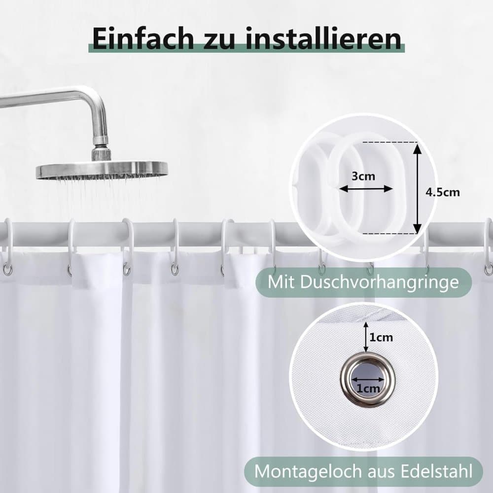 Waterproof mildew resistant PEVA shower curtain, compatible with standard shower rods, 180x180cm, Blue - Image 4