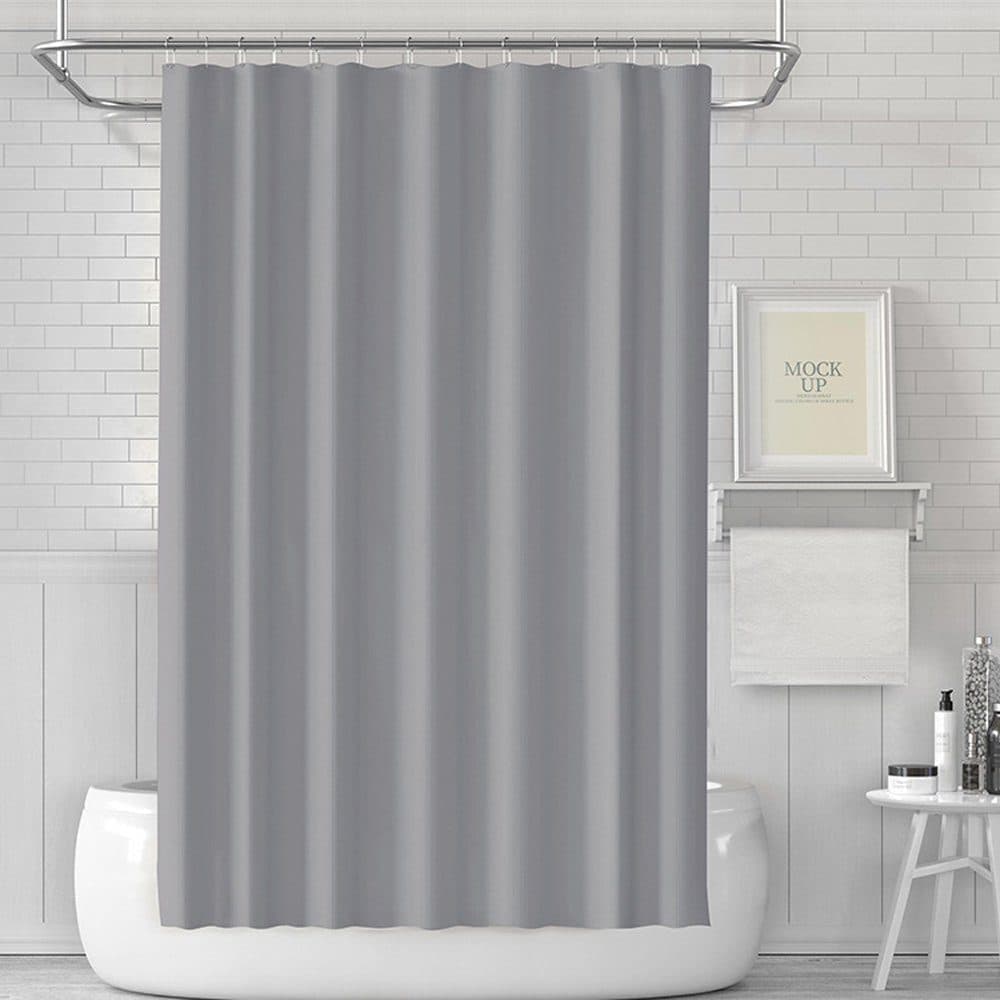 12 Hooks Reinforced PEVA Shower Curtain Waterproof Mildew Resistant Durable Quick-Drying, 72x72 inches, Gray - Image 7