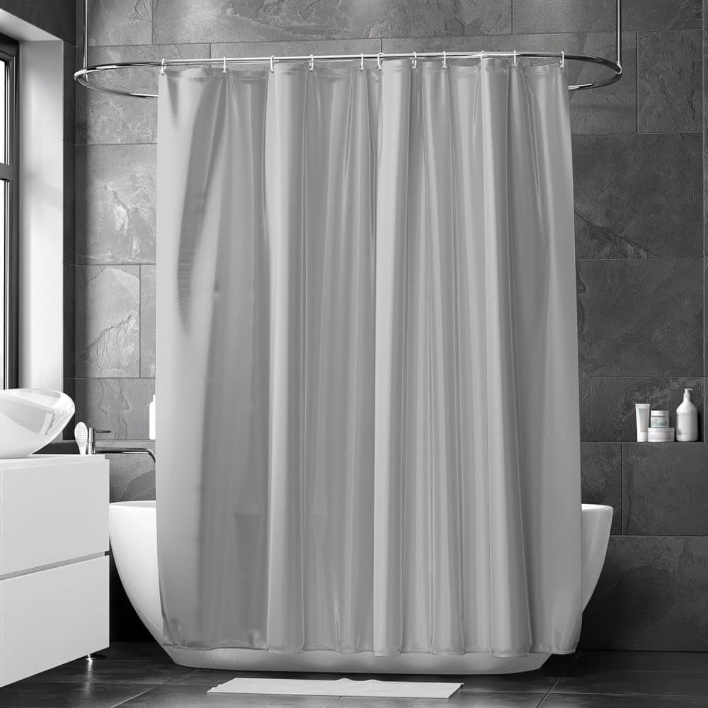 12 Hooks Reinforced PEVA Shower Curtain Waterproof Mildew Resistant Durable Quick-Drying, 72x72 inches, Gray - Image 8