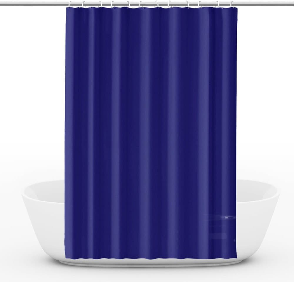 12 Hooks Reinforced PEVA Waterproof Shower Curtain Mildew Resistant Colorfast Durable Quick-Drying, 180x180cm, Dark Blue - Image 1