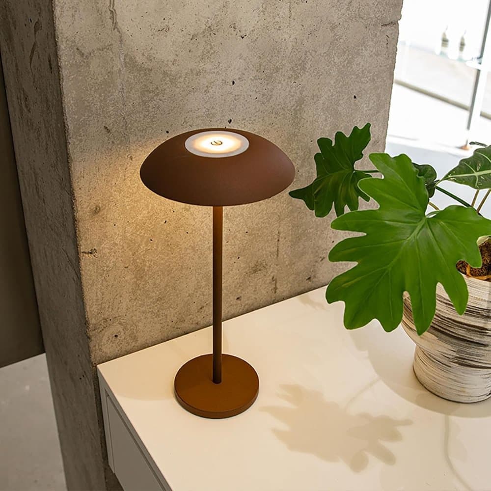 Rechargeable LED Table Lamp 2600mAh Wireless Portable Adjustable Brightness Bedside Light, Brown - Image 4