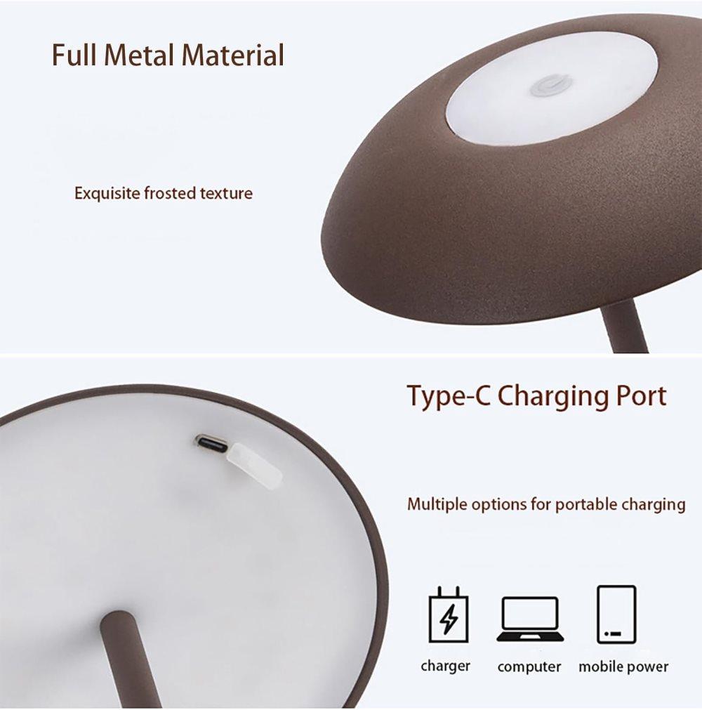 Rechargeable Wireless LED Table Lamp with Adjustable Brightness, 2600mAh Battery, Portable Bedside Lamp, Black - Image 6
