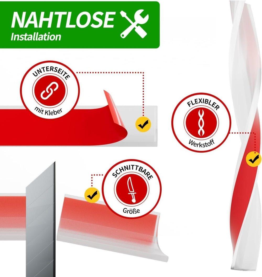 2M Flexible Silicone Shower Threshold and Water Barrier, 3 cm high, Transparent, Waterproof to Prevent Splashes - Image 3