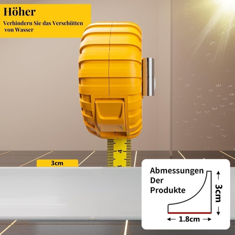 2M White 3cm High Flexible Silicone Shower Threshold Water Barrier, Waterproof Strip to Prevent Splashes - Image 2