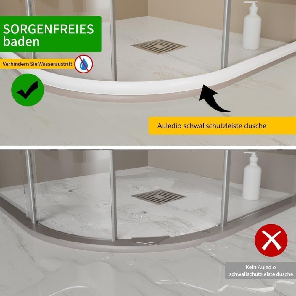 2M White 3cm High Flexible Silicone Shower Threshold Water Barrier, Waterproof Strip to Prevent Splashes - Image 4
