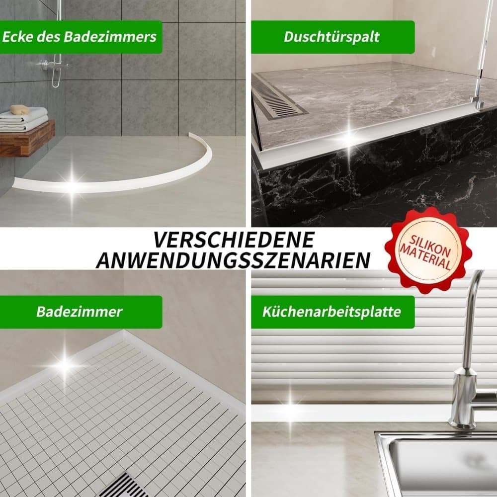 2M White 3cm High Flexible Silicone Shower Threshold Water Barrier, Waterproof Strip to Prevent Splashes - Image 6