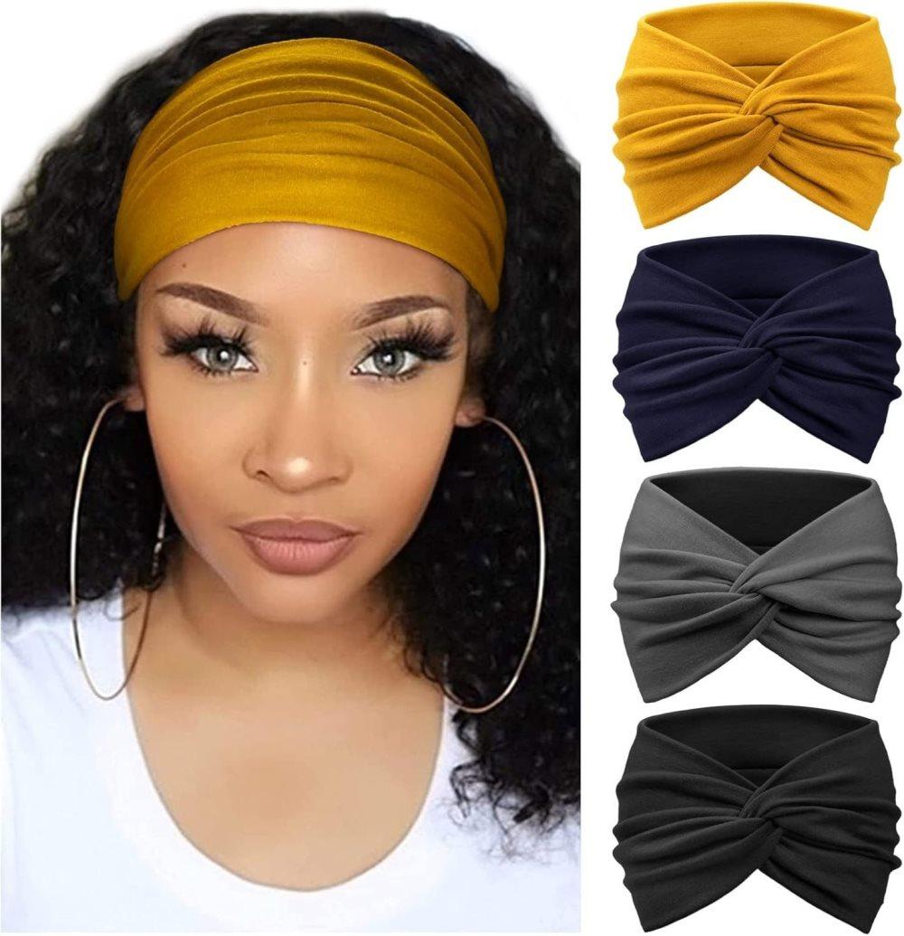 4 pcs Elastic Hair Band Headband for Yoga Training, Patterned - Image 1