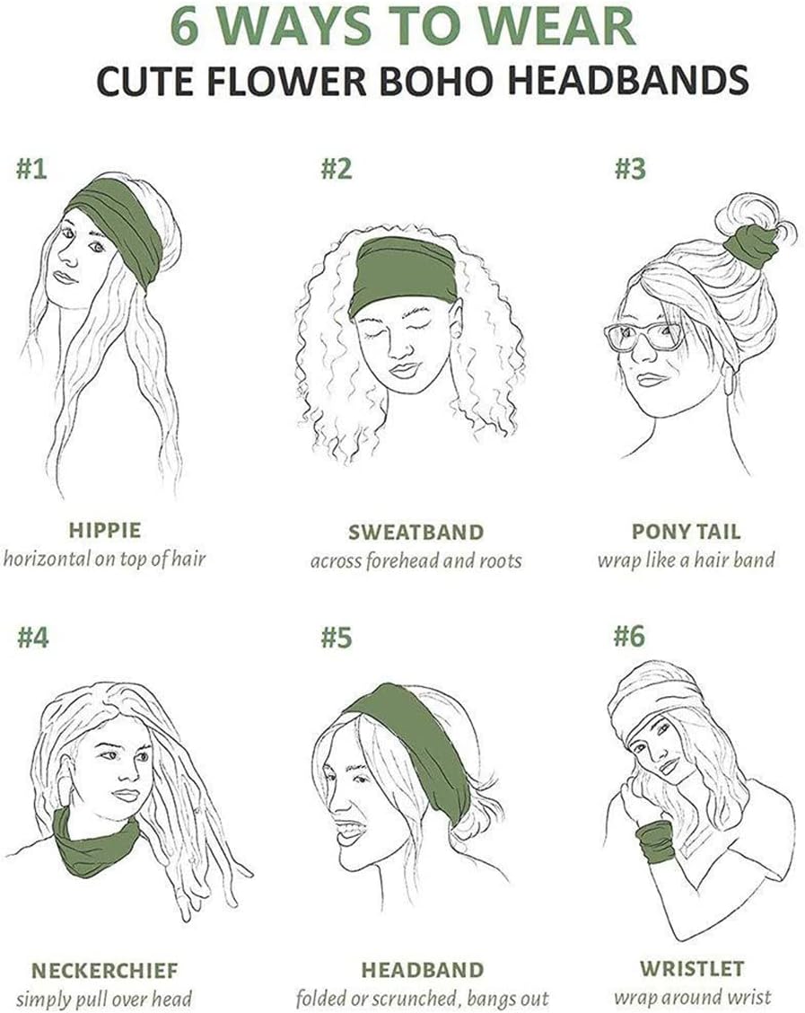 6 pcs Elastic Hair Band Headband for Yoga Training, Patterned - Image 8