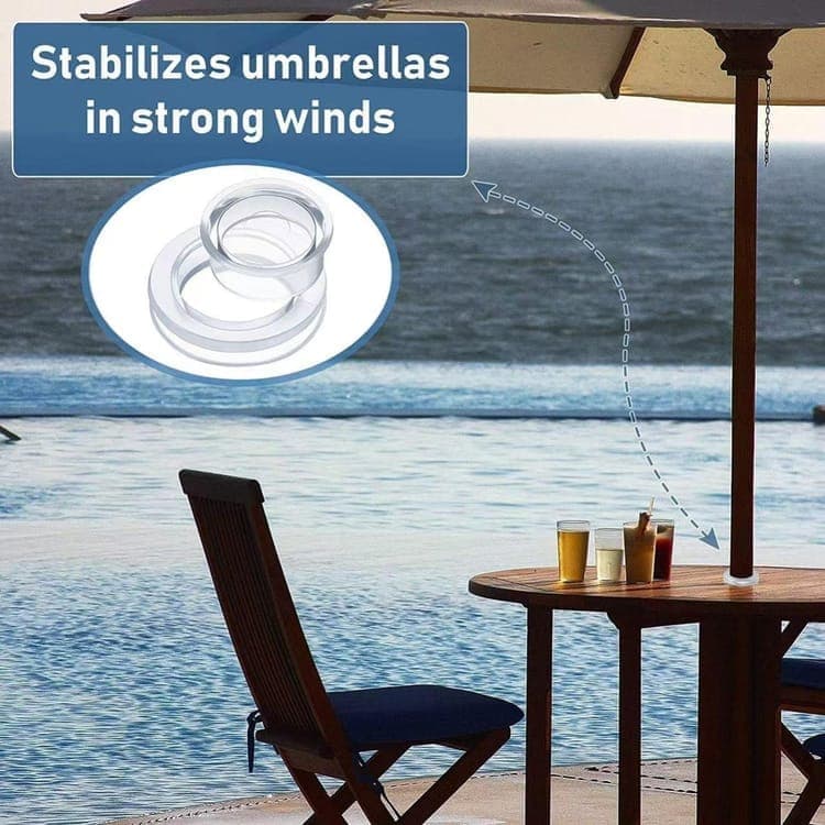 4-pack Transparent Silicone Umbrella Hole Ring and Cap for Garden and Patio, 2.5-inch - Image 3