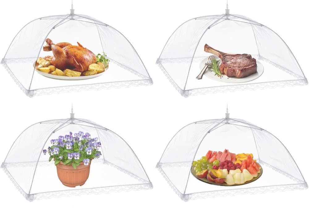 4 Pack Pop-up Food Cover Mesh Insect Net, Foldable for Camping Picnic Grilling, 43cm, Compatible with Oral-B Braun - Image 1